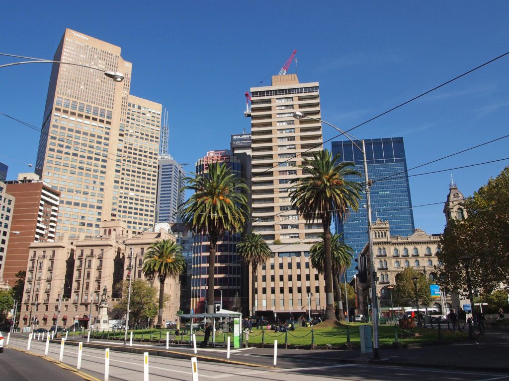 Melbourne City Center mit Hochhäusern