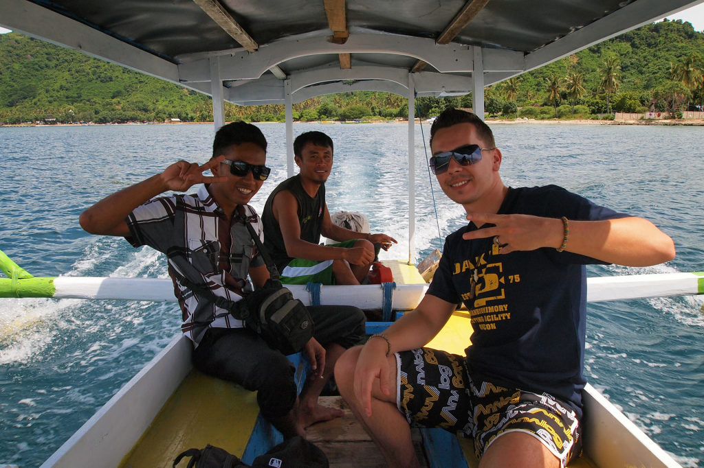 Marcel on the charter boat to Gili Nanggu