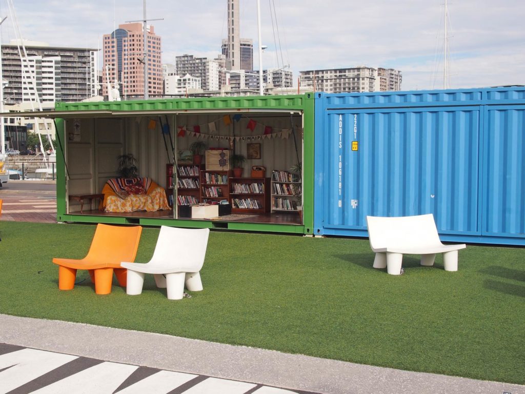 Amazing idea, a free library at the harbour of Auckland