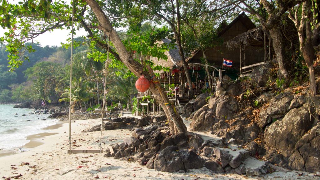 Relaxed bar with bungalows on Long Beach, Koh Chang