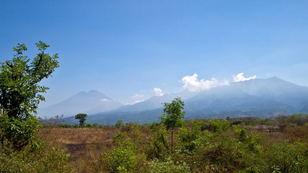 View at the Mount Rinjani and the mountain scenery in the east of Lombok