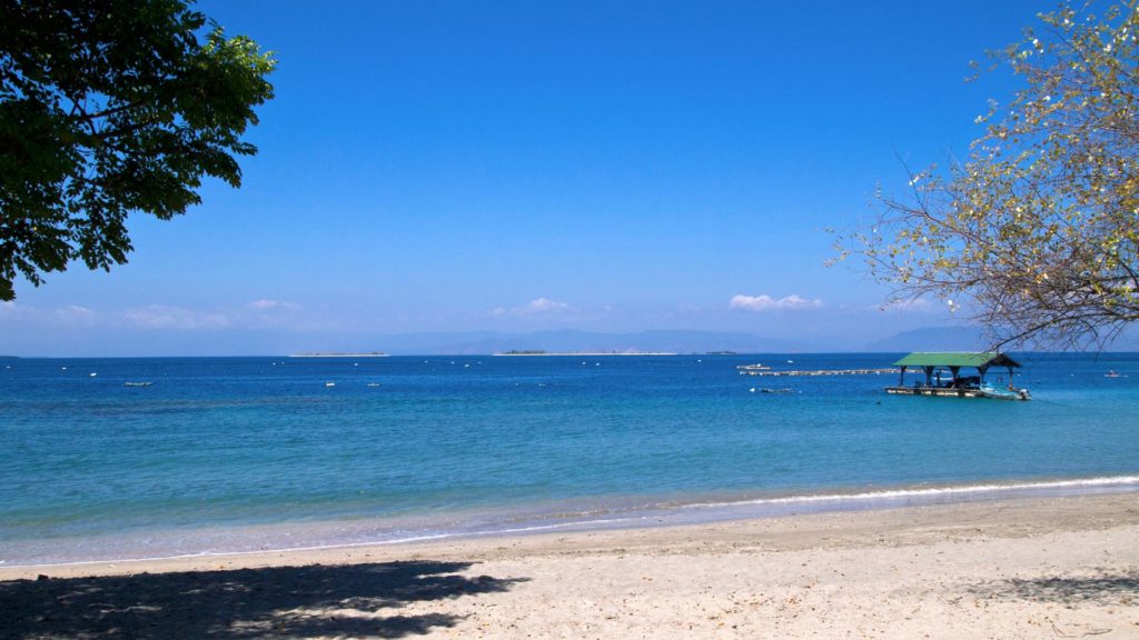 View from the mainland at the Gili islands in the east of Lombok