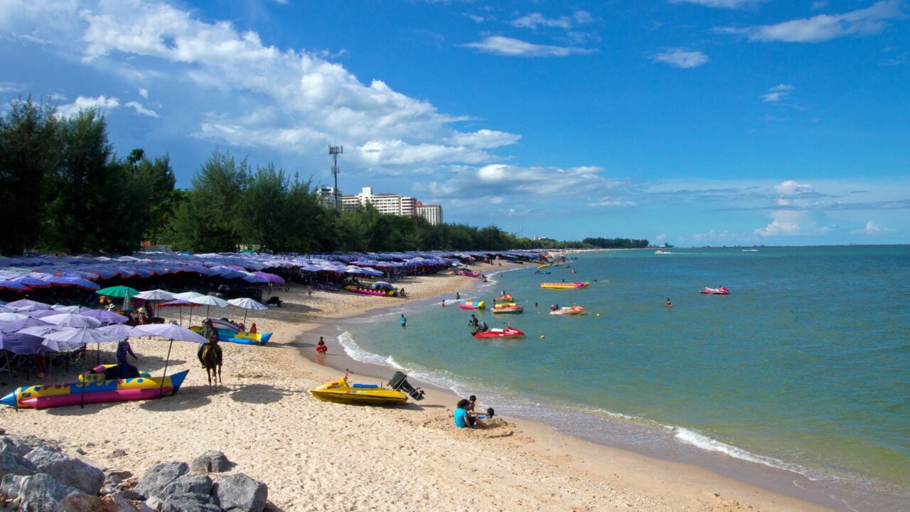 Aussicht auf dem Cha Am Beach in der Nähe von Hua Hin, Thailand