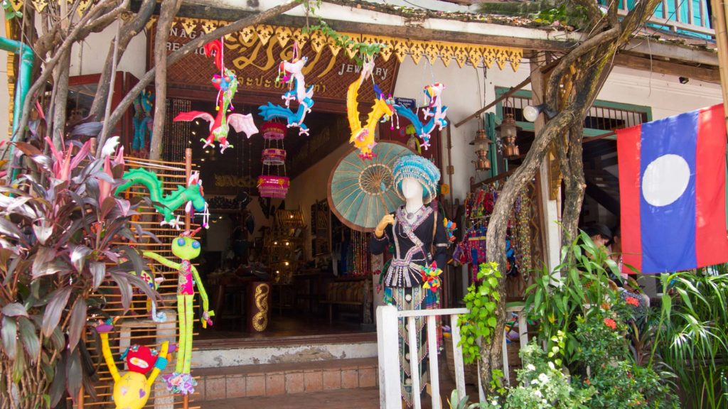 Colorful shops in the old town of Luang Prabang, Laos