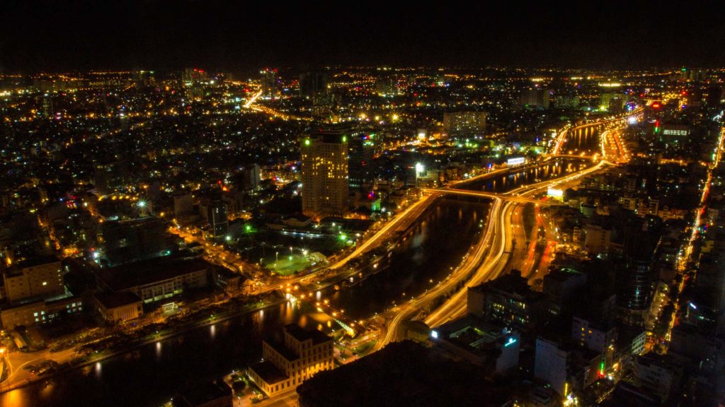 Aussicht bei Nacht vom Saigon Skydeck, Ho Chi Minh City