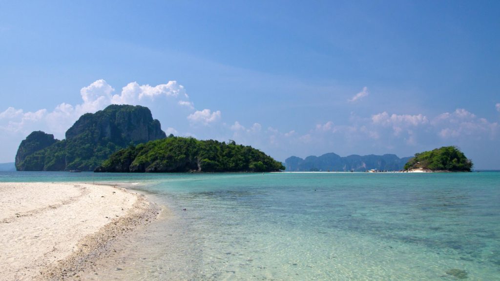 The view from Chicken Island at Tub Island with Koh Poda in the background, Krabi