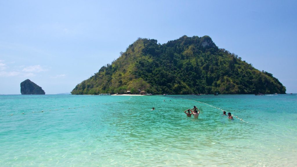 The view from Tub Island at Chicken Island during high tide, Krabi