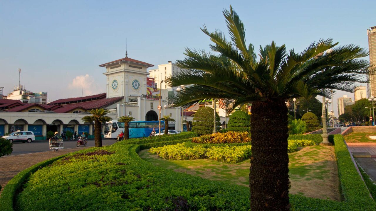 Blick auf den Benh Thanh Market in Ho Chi Minh City, Vietnam