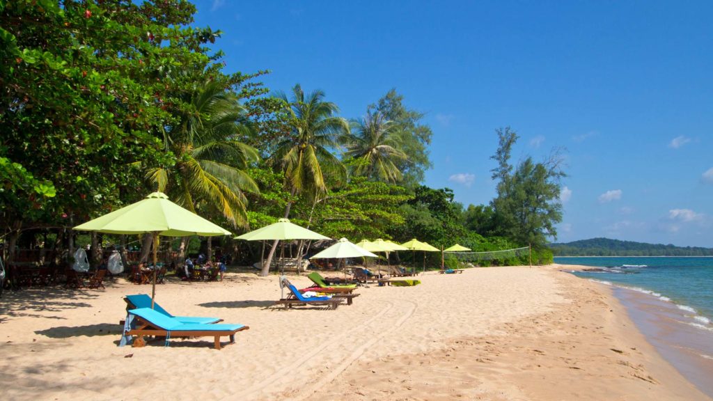 The north of Vung Bau Beach with attached resorts on Phu Quoc