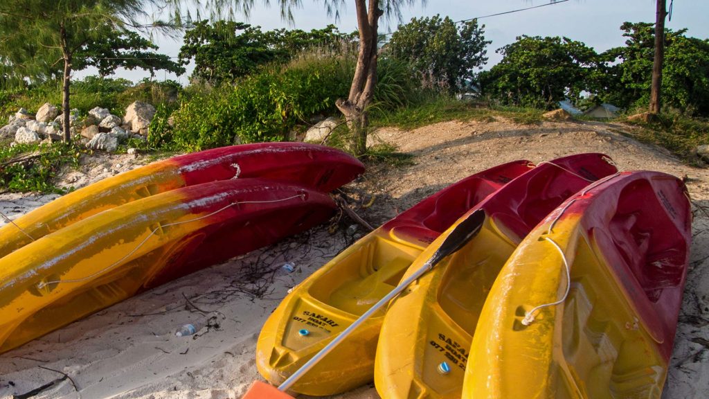 Kayaks on the beach of Thong Sala on Koh Phangan