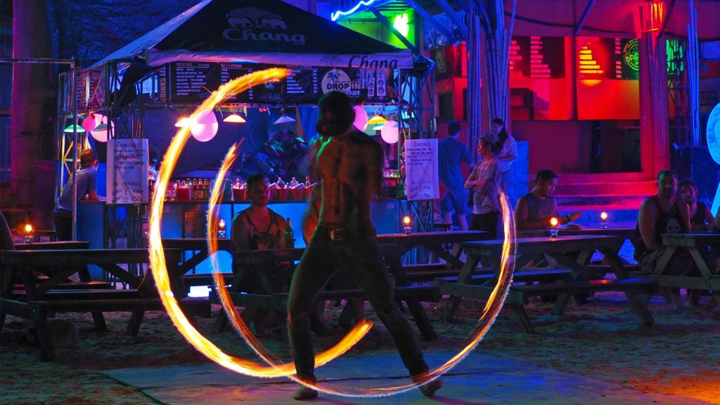 Fire show at the Drop In Bar on Haad Rin Beach