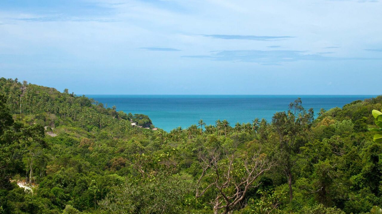 Aussicht aufs Meer von einem Viewpoint am Than Sadet Wasserfall