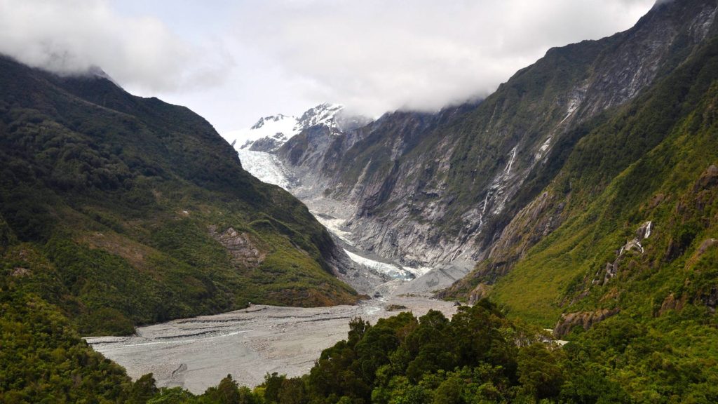 Aussicht auf den Franz-Josef-Gletscher in Neuseeland