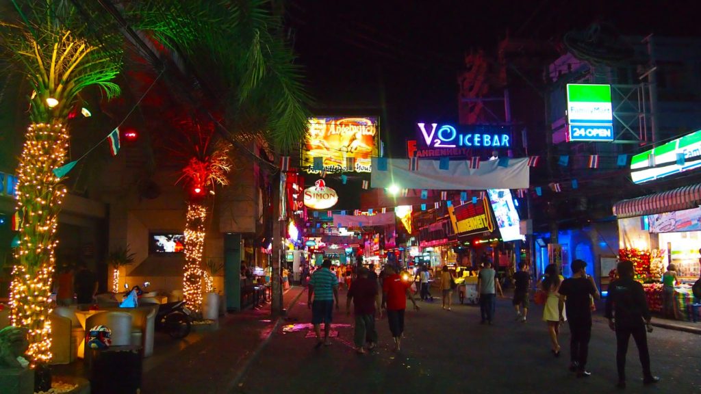 The Walking Street in Pattaya at night