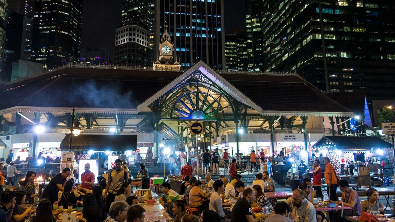 Das Lau Pa Sat Hawker Centre in Downtown Singapur