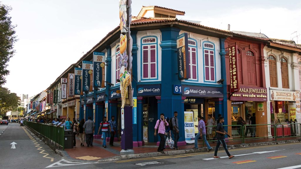 Facades of houses in Singapore's Little India