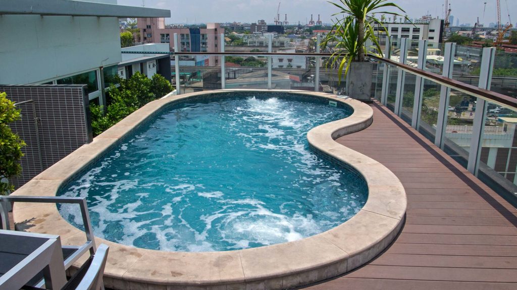 Swimming pool on the roof of the At Mind Executive Suites in Bangkok