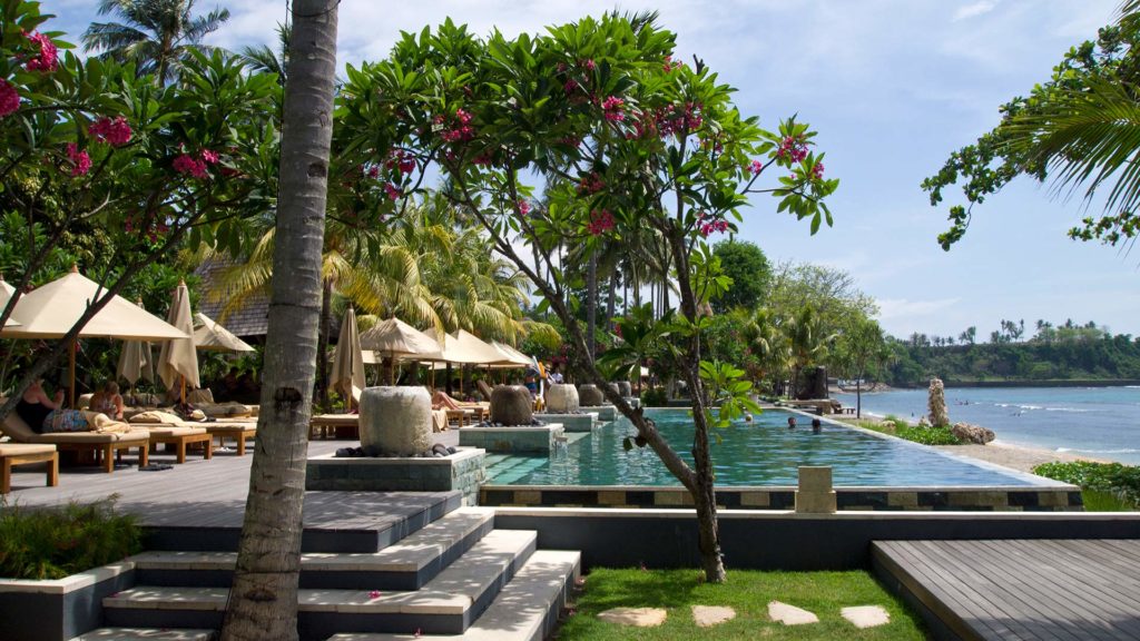 The swimming pool of the Qunci Villas Resorts on Lombok, Indonesia