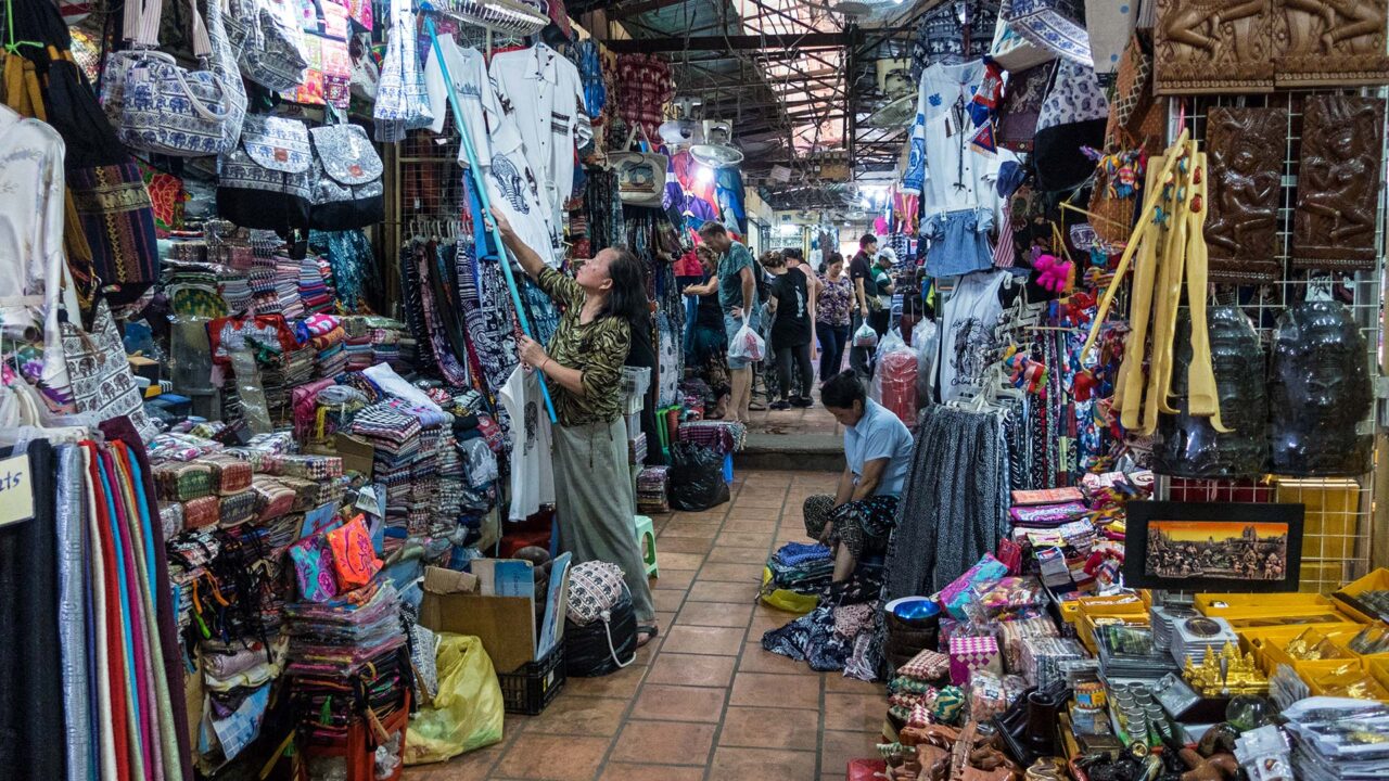 Stands at the Russian Market (Tuol Tom Poung) in Phnom Penh, Cambodia