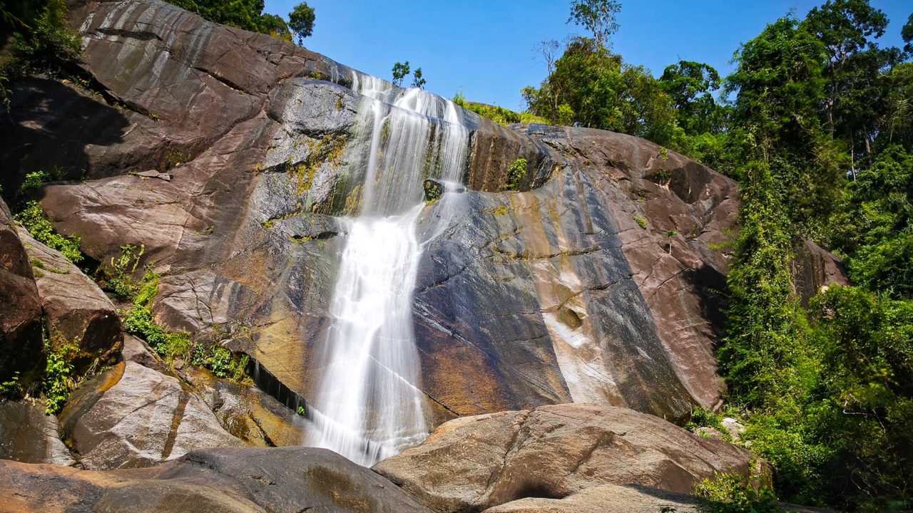 Der Telaga Tujuh Wasserfall (Seven Wells Waterfall) von Langkawi