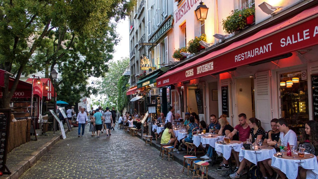 Restaurants at Place du Tertre in Montmartre, Paris