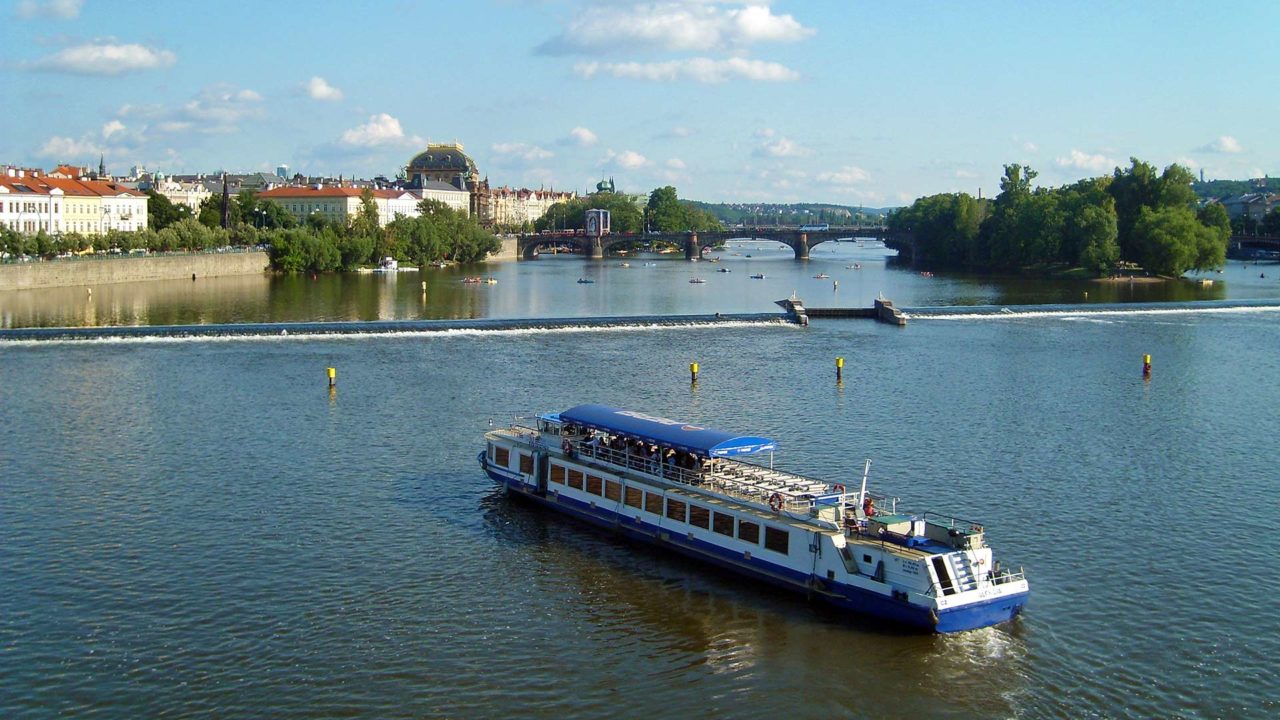 A boat on the Vltava River in Prague