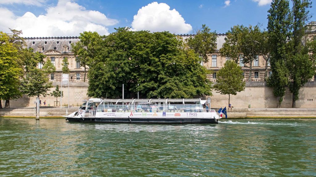 Boat during a ride on the Seine in Paris