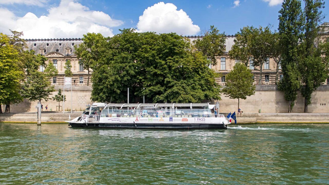 Boat during a ride on the Seine in Paris