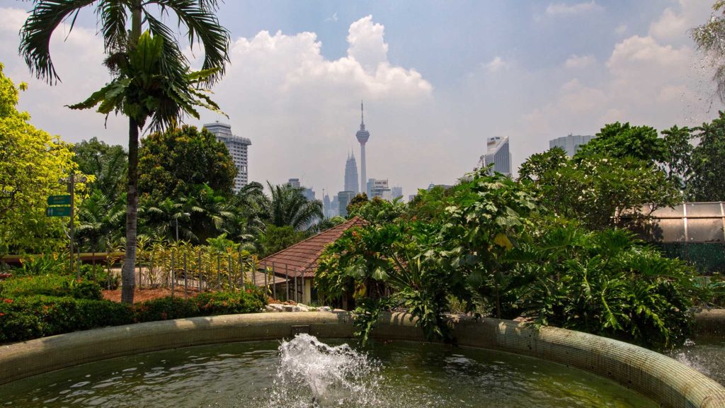 View at the Kuala Lumpur skyline from the Orchid Garden