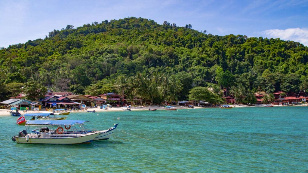 Boote in der Coral Bay, Perhentian Kecil (Malaysia)