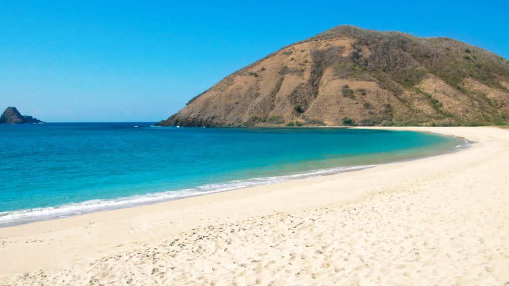 The deserted Mawun Beach in the south of Lombok