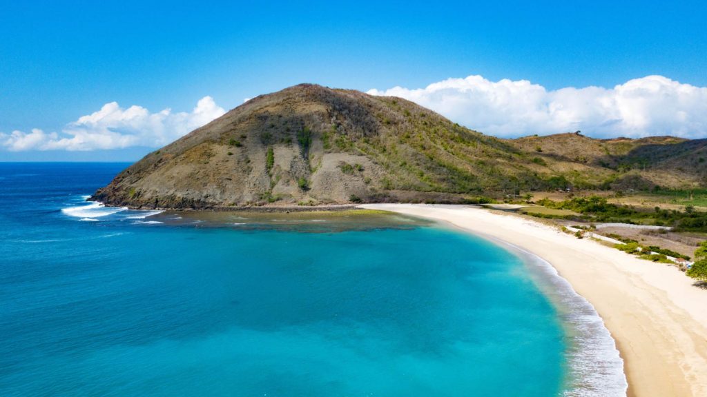Mawun Beach Lombok taken from above with the drone