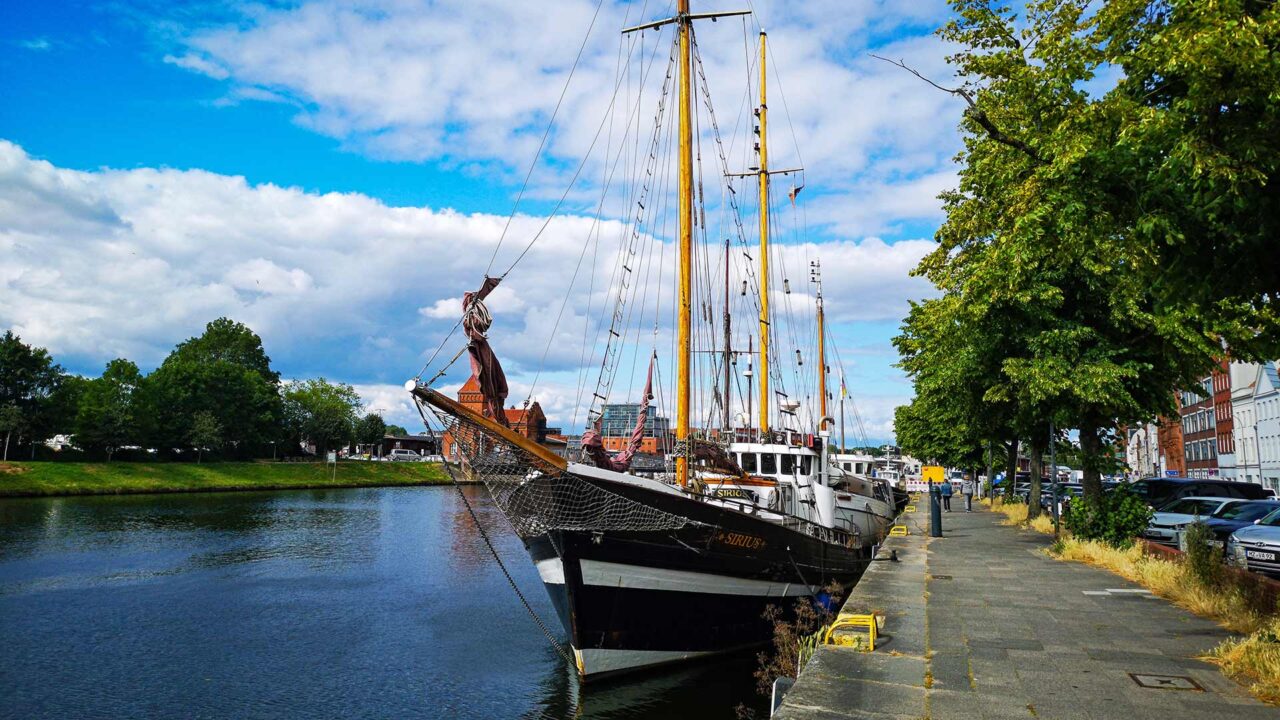 The Museum Harbor on the Trave River in Lübeck