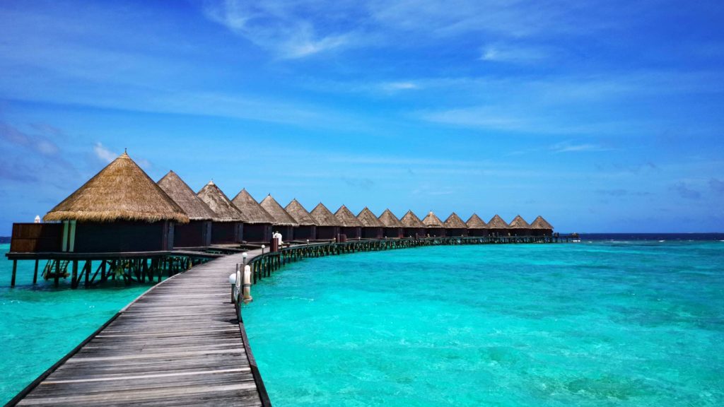 Water villas at the Thulhagiri Island Resort, Maldives