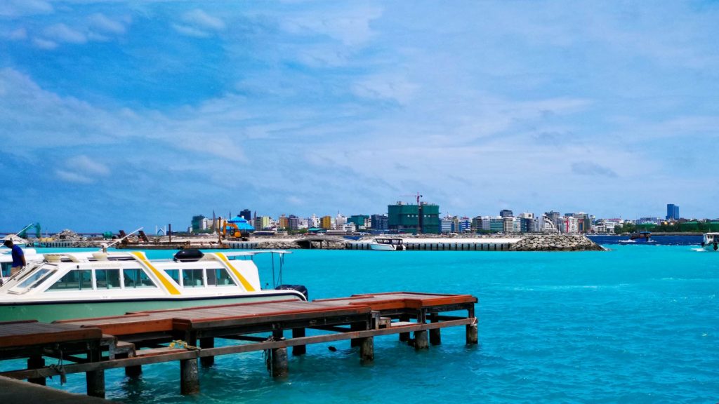 View of the Malé skyline from the airport