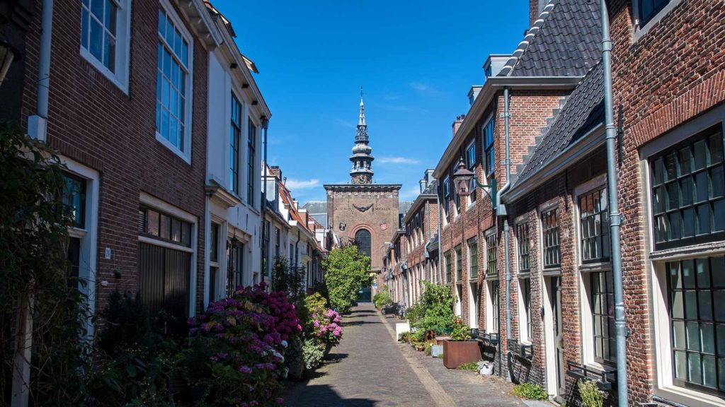 Beautiful alleys in the old town of Haarlem