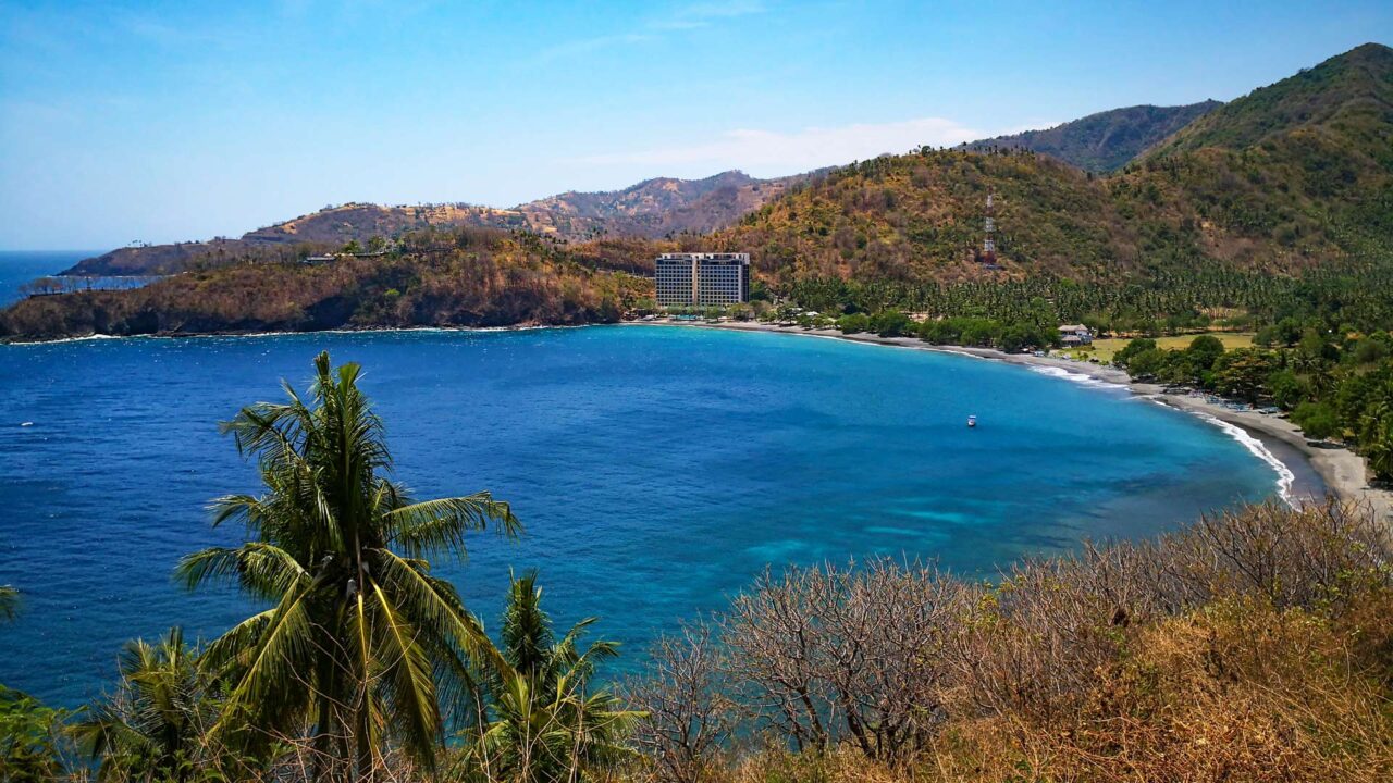 Aussicht vom Malimbu Hill auf den Malimbu Beach, Lombok