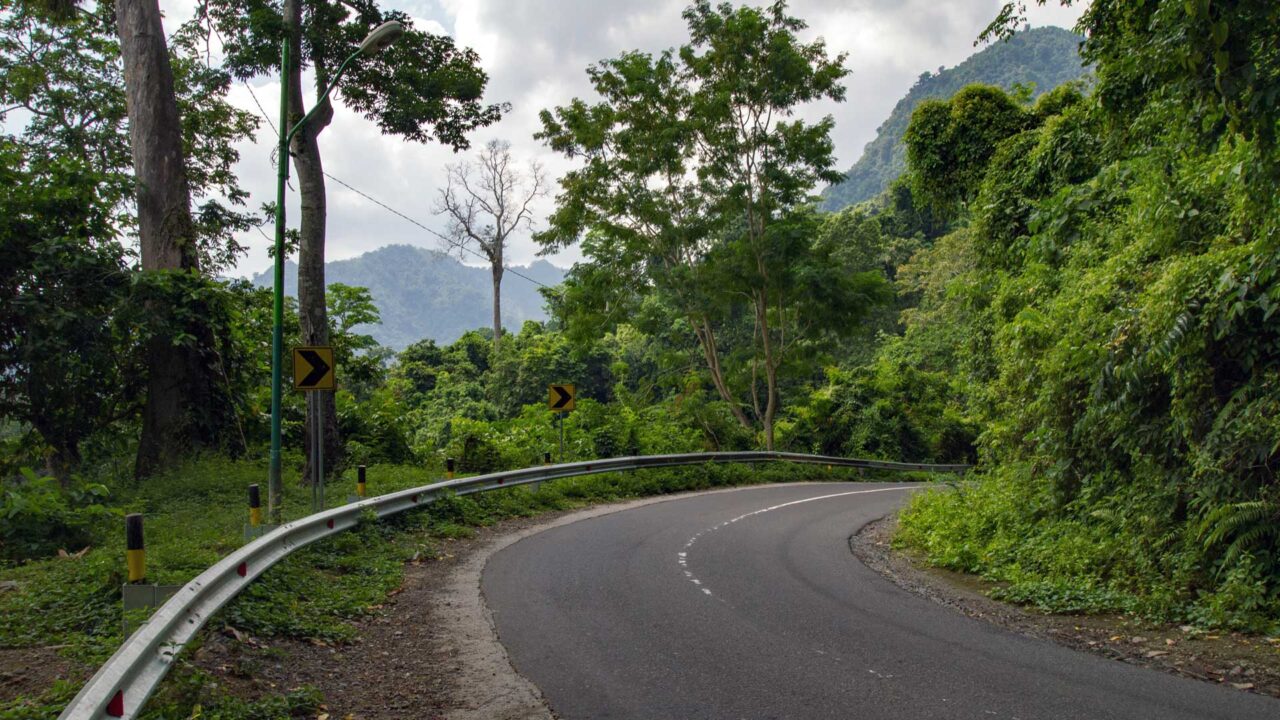 Straße im Pusuk Monkey Forest auf Lombok