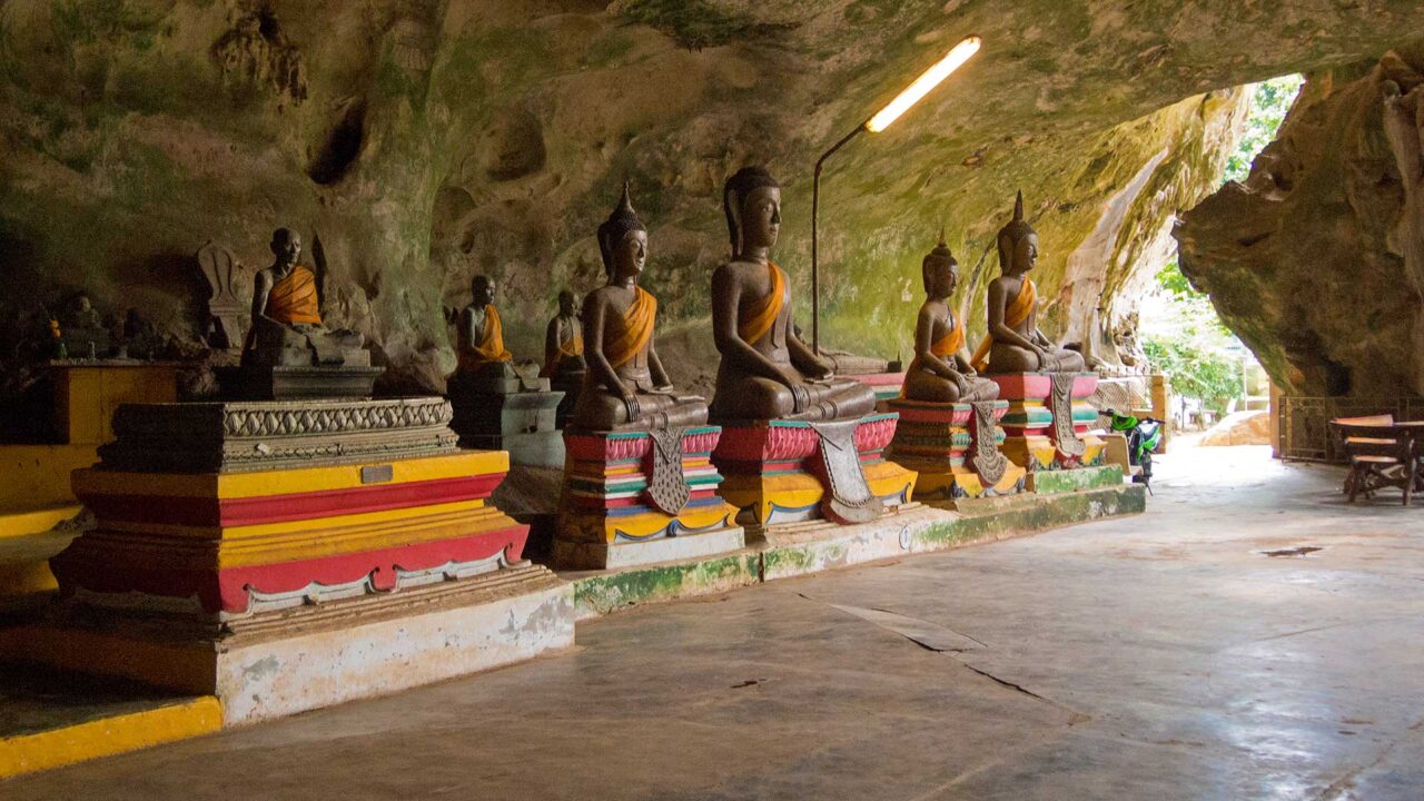 Buddha statues at Wat Suwan Kuha Temple, Phang Nga