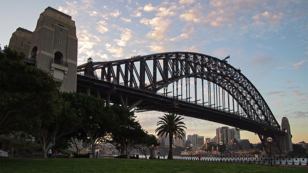 The Harbour Bridge of Sydney during sunset