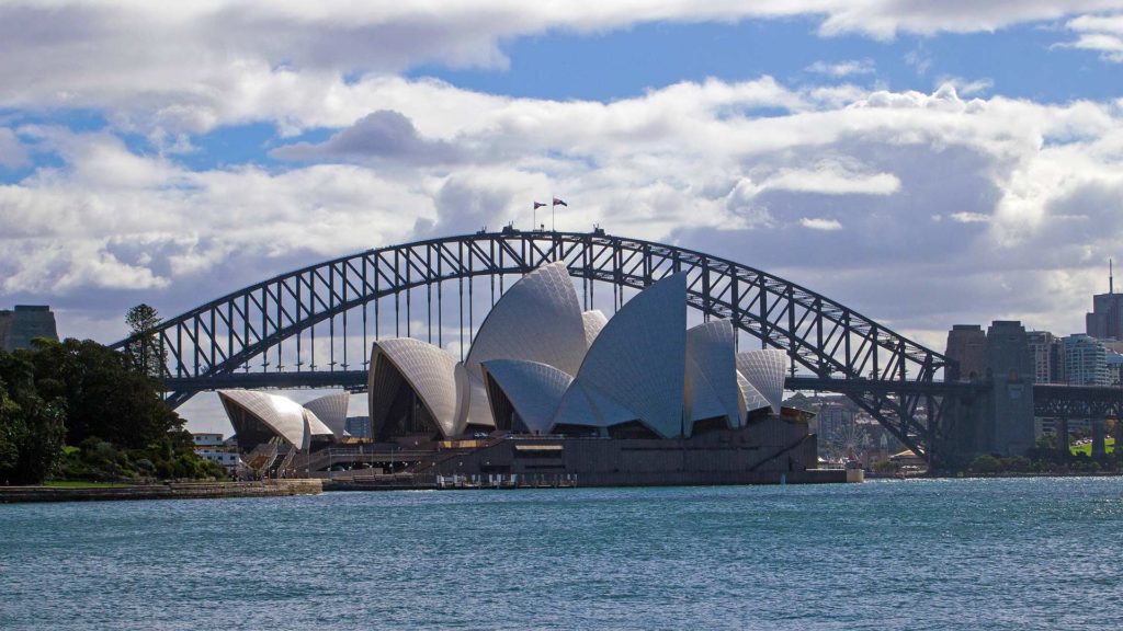 The Sydney Opera House and the Harbour Bridge in the background