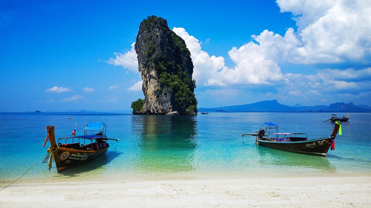 The famous rock of Koh Poda on a Krabi 4 Island Tour