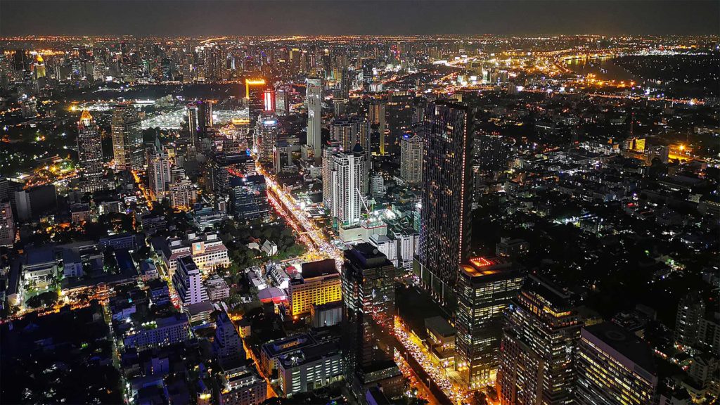 View on Bangkok at night from Mahanakhon Tower