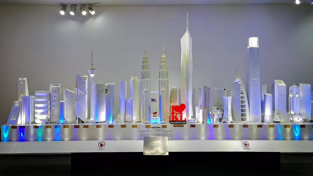 Kuala Lumpur Skyline Skulptur in der KL City Gallery