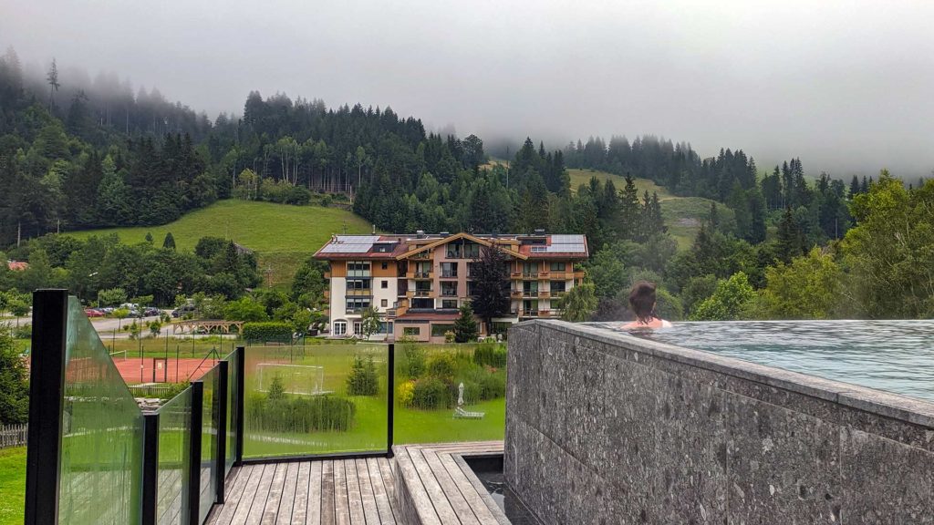 Infinity pool of the nature hotel Forsthofgut in Leogang, Austria