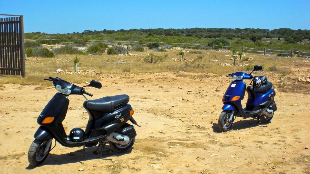 Scooters on Formentera, Balearic Islands, Spain