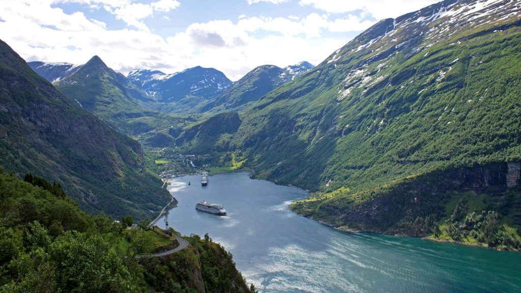 View from the Ornesvingen Viewpoint of Geiranger