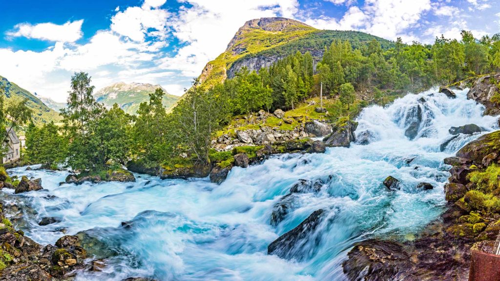 The Storfossen Waterfall in Geiranger, Norway