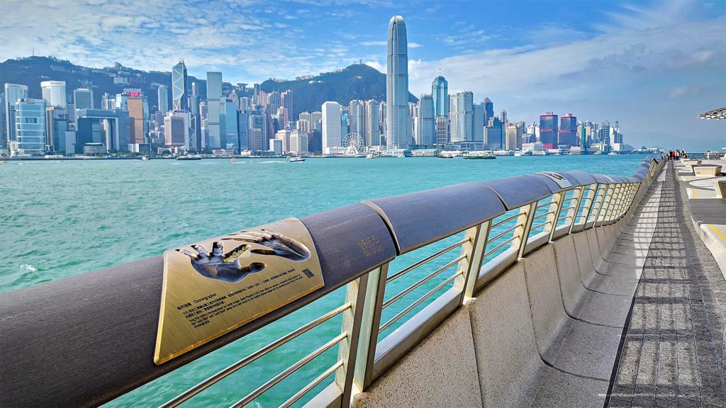 Waterfront at the Avenue of Stars with a view of Hong Kong Island