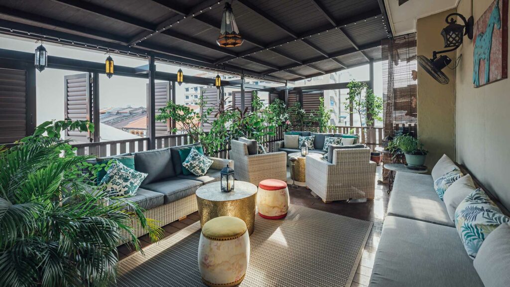 Die Dachterrasse des Campbell House in Penang